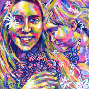 Motherhood Collection, Painting Series, Mother Daughter, Acrylic on Canvas, Michelle Schultz Art, Michelle Schultz Studio, Original Painting