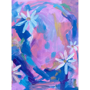 Floral art, Acrylic on canvas, women artist, floral painting, art for lovers, contemporary art collector, abstract flowers, pink painting, abstract art, living room decor 