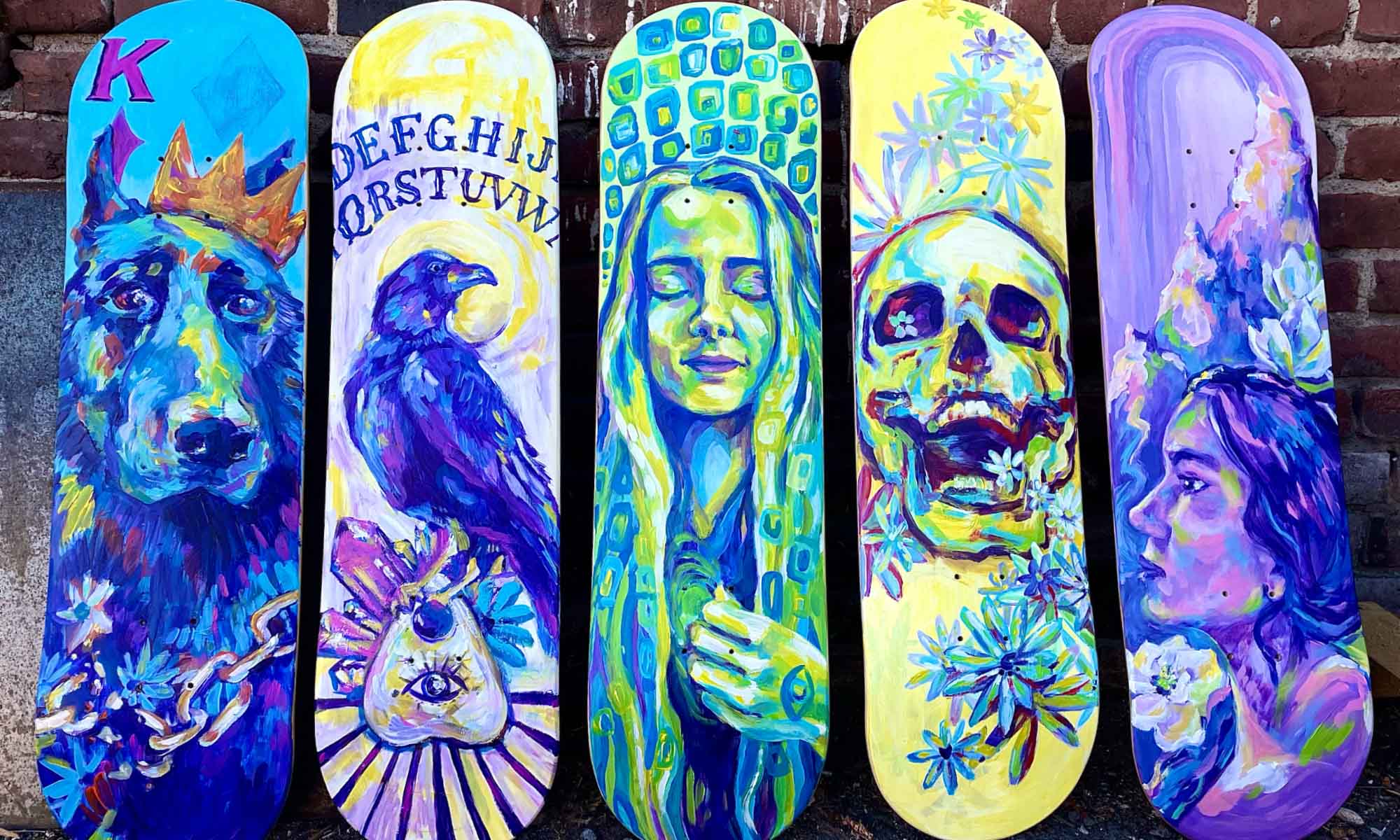 "Crown" Acrylic on Skateboard