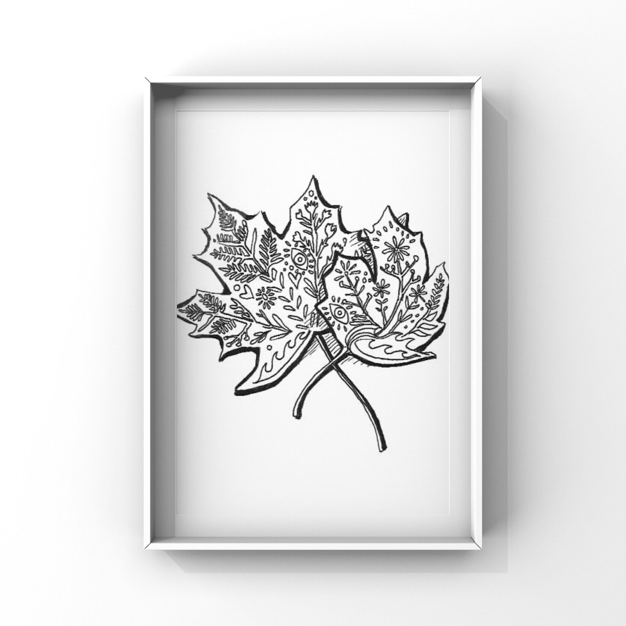 Autumn Leaf Line Art, Leaf Drawing, Autumn Drawing, Autumn Leaf Drawing PNG  and Vector with Transparent Background for Free Download